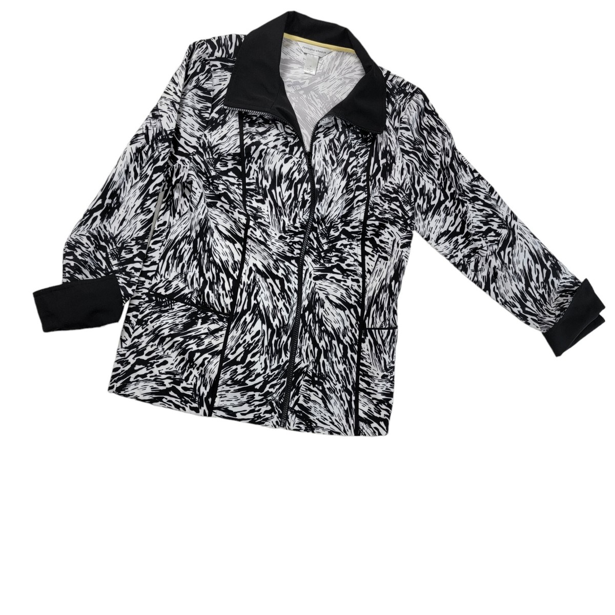 Christopher Banks Womens Sz M Zip Up Black & White Track Christopher Banks Womens Sz M Zip Up Black & White Track