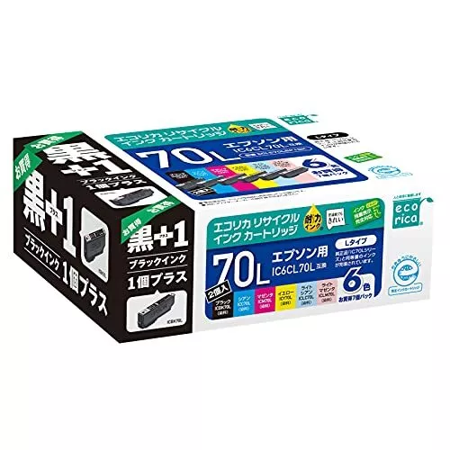 Eco Rica Epson IC6CL70L + black compatible recycled ink 6 color ...