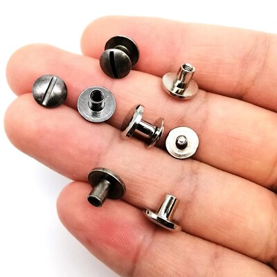 10 Pz Artigianato In Pelle Chicago Viti Solido Testa Tonda Chiodo - Foto 14