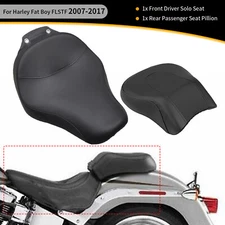 Black Driver Passenger Seat Pillion Cushion Kit For Harley Fat Boy FLSTF 07-17