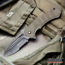 8" Combat Pocket Knife Camping Knife EDC Survival Hunting w/ Nylon Fiber Handle