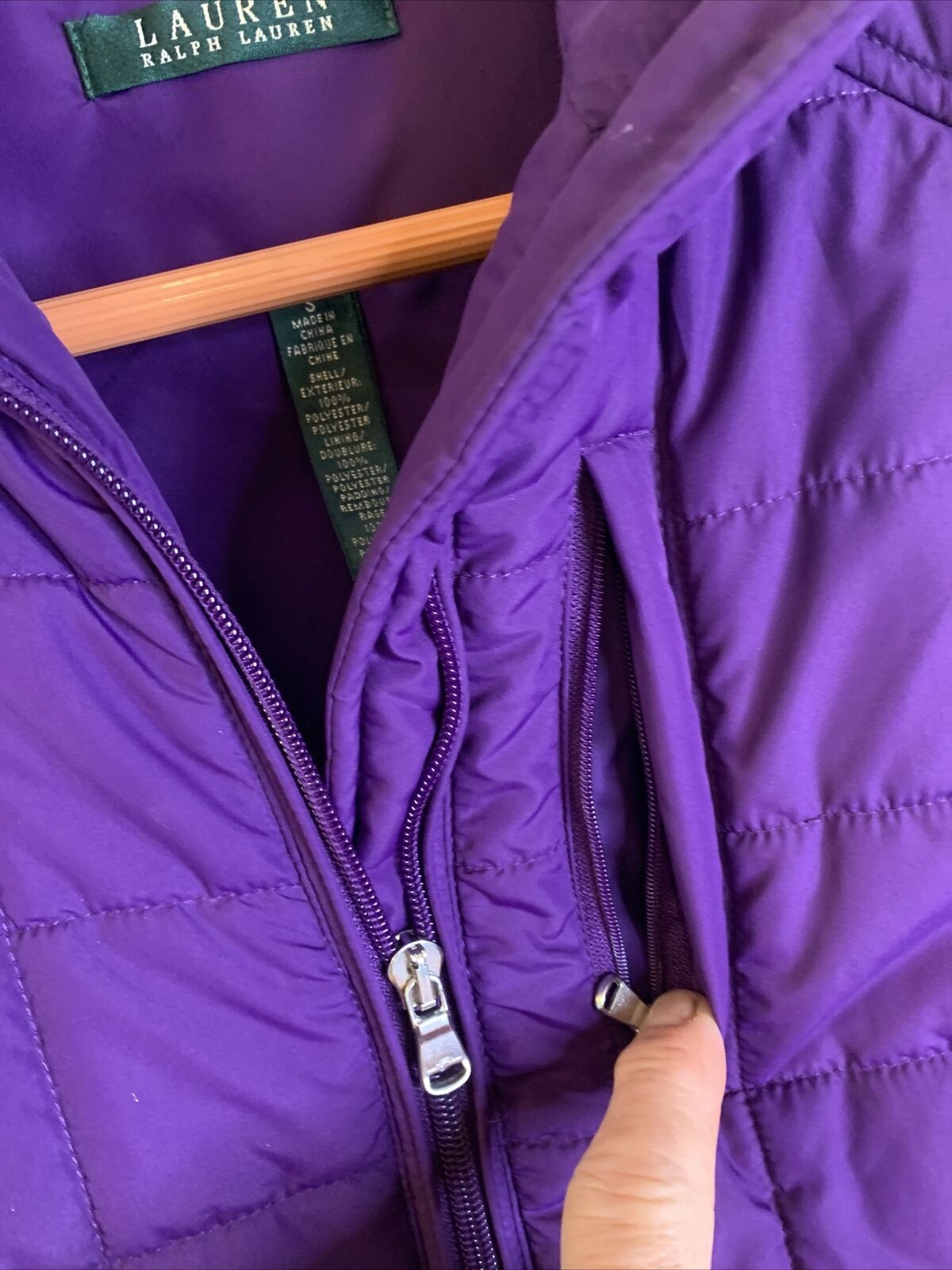 Ralph Lauren women's purple puffer vest size S  z… - image 3