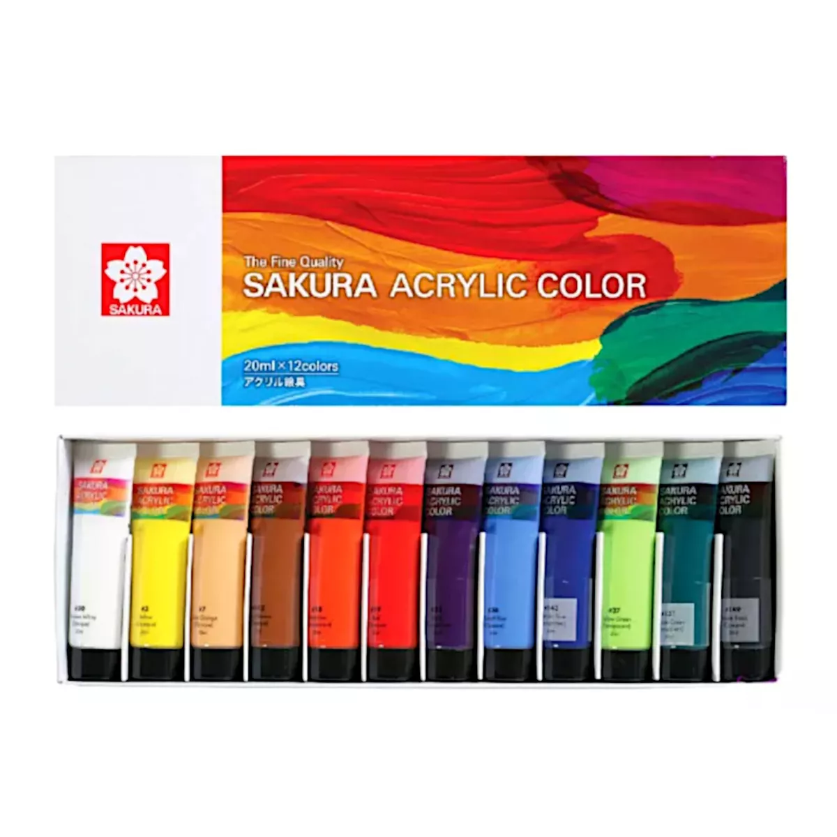 Sakura Acrylic Colour 20ML 12 Colours Arts Craft Paint Stationery Color