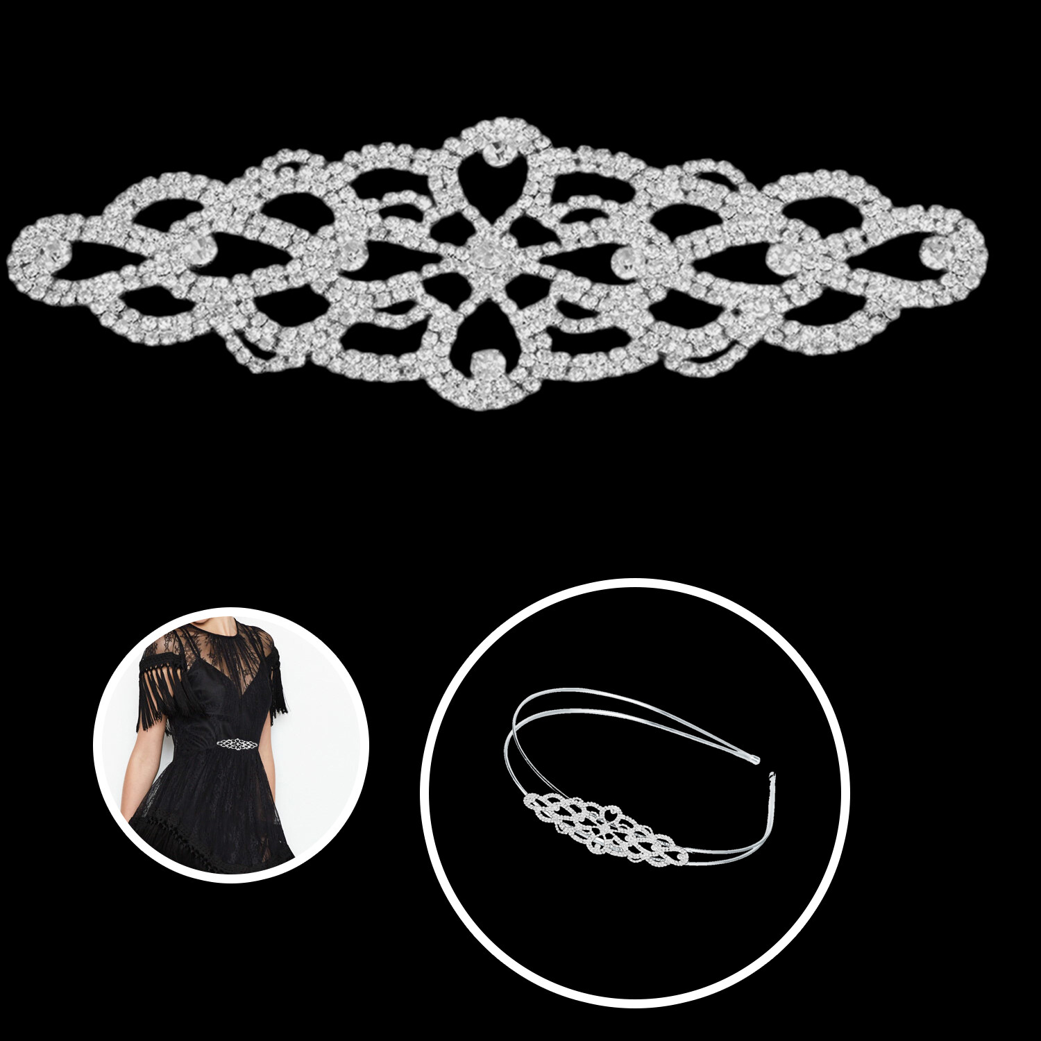 Diamante para Coser Cristal Plata Motivo Pedrería Boda Vestido Diiy Adorno