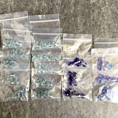 8mm round crystal beads - Swarovski? - 96 pcs - smoky blue and purples