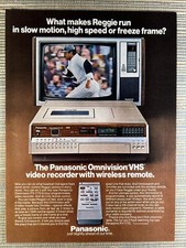 Panasonic Omnivision PV-1770 Video VHS VCR Reggie Jackson 1981 Vintage Print Ad