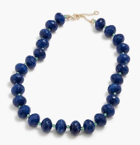 New J Crew Factory chunky beaded blue statement necklace | eBay