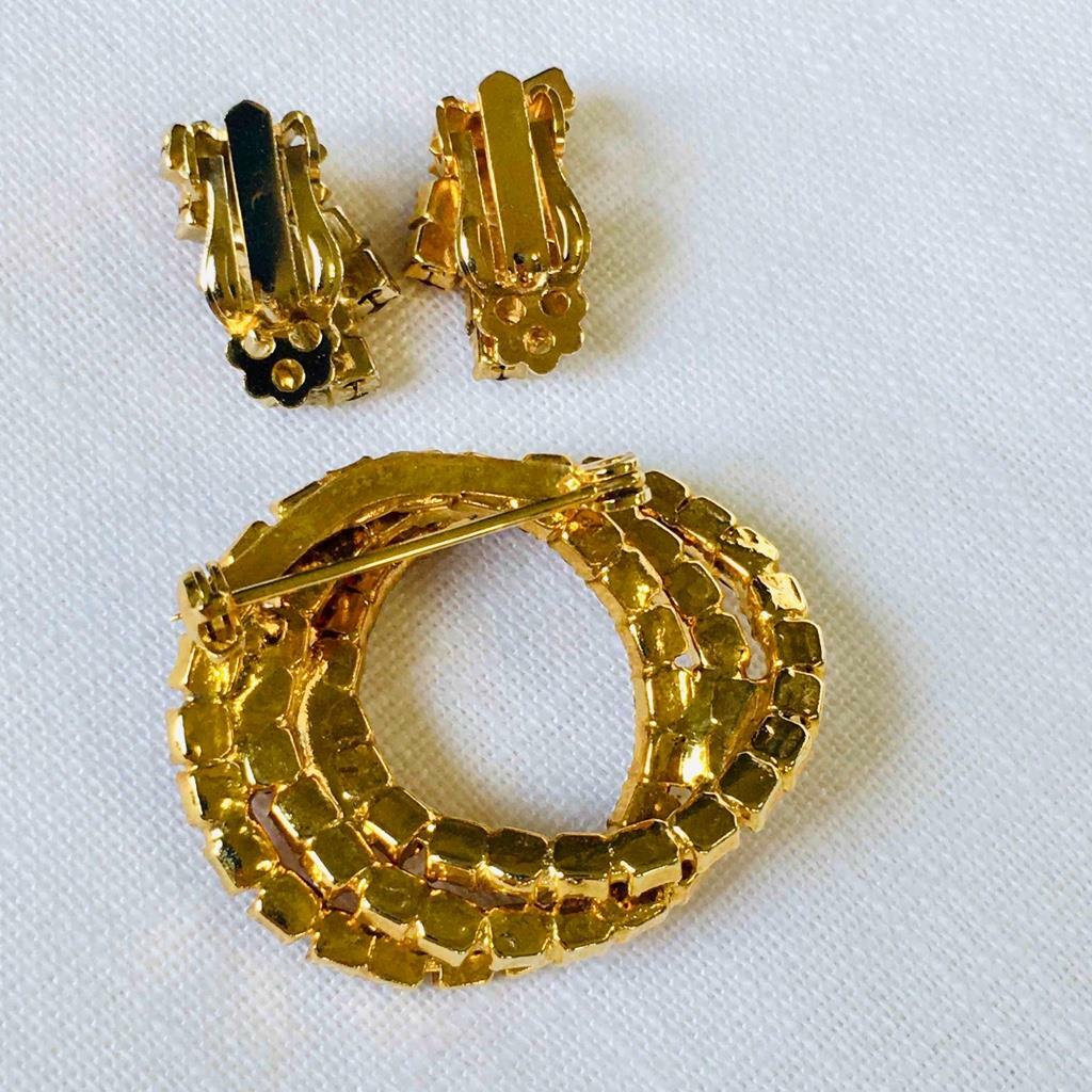 Vtg. 3 Interlocking Ring Rhinestone Deco. Circle … - image 3