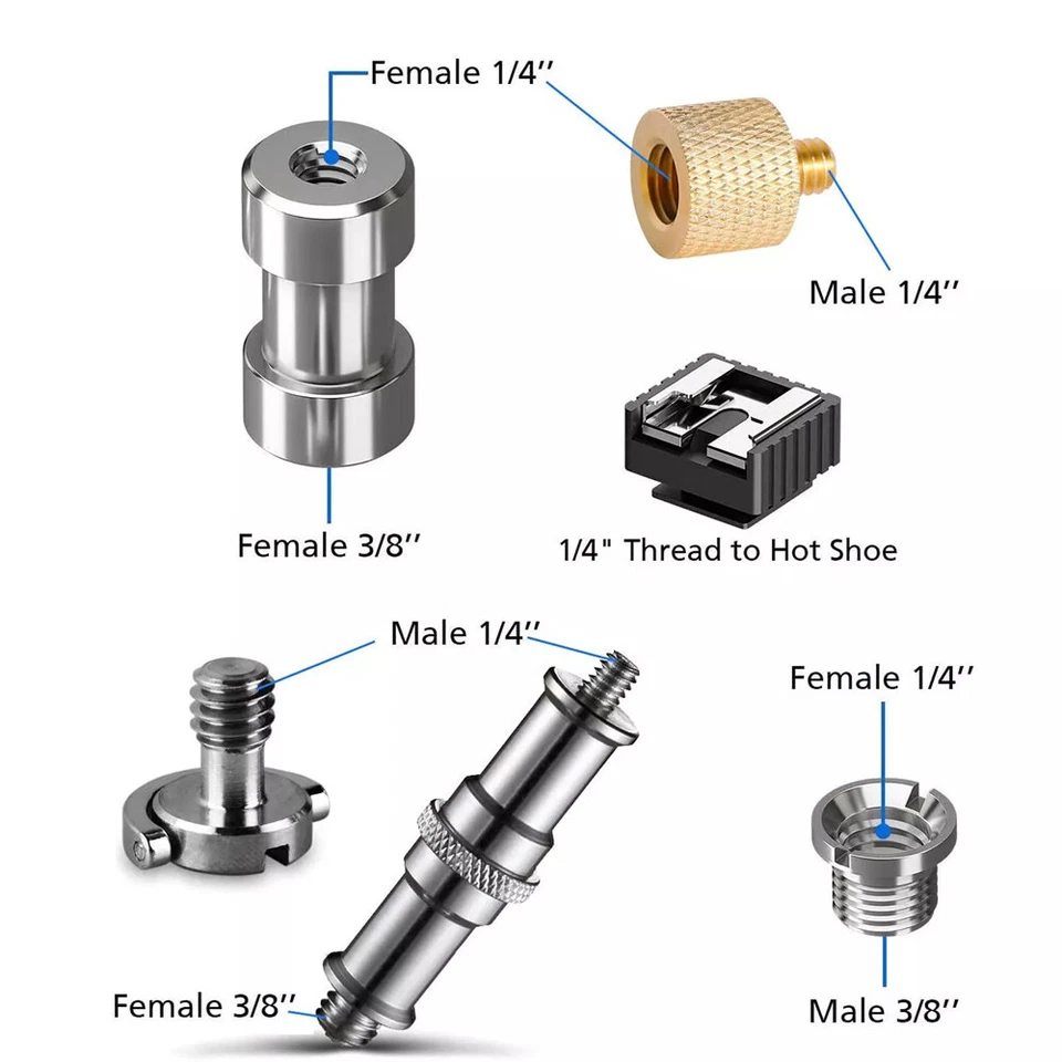 26pc 1/4" 3/8" Camera Tripod Converter Threaded Screws Mount Flash Adapter Set - Image 3 of 4