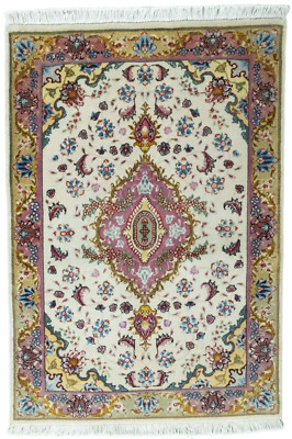 Tabriz 50Raj-Handgeknüpfter Perserteppich mit Seidenanteil 87 x 60 cm