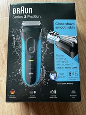 Image of Braun Series 3 ProSkin 3010s Electric Shaver, Black/Blue - Rechargeable, Sealed