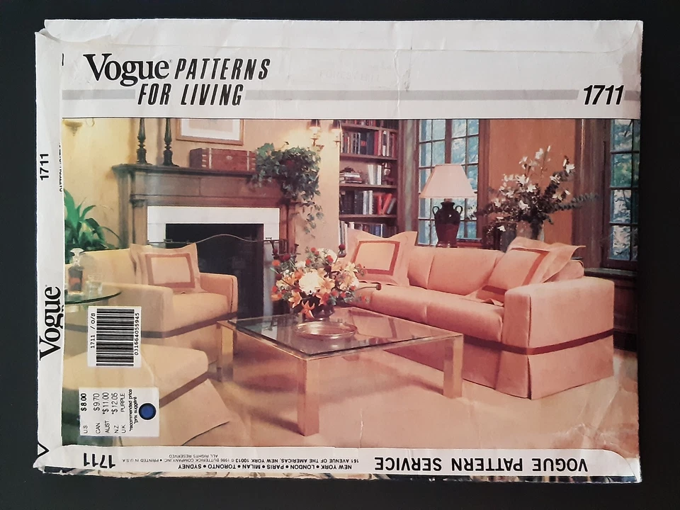 PATRÓN DE MODA - 1711 FUNDAS SOFÁ SILLA ASIENTO COJÍN OTOMANO SILLÓN SIN CORTAR Foto 2 de 2