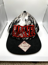 Marvel Comics Snapback Youth Ball Cap One Size Fits Most Black  White w/ Red