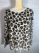 Aerie leopard print super soft fuzzy pullover size Large