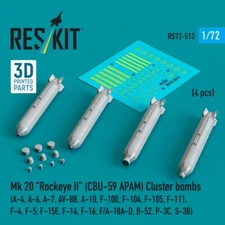 1/72 Reskit RS72-0513 Mk 20 "Rockeye II" (CBU-59 APAM) Cluster bombs (A-4, A-6,