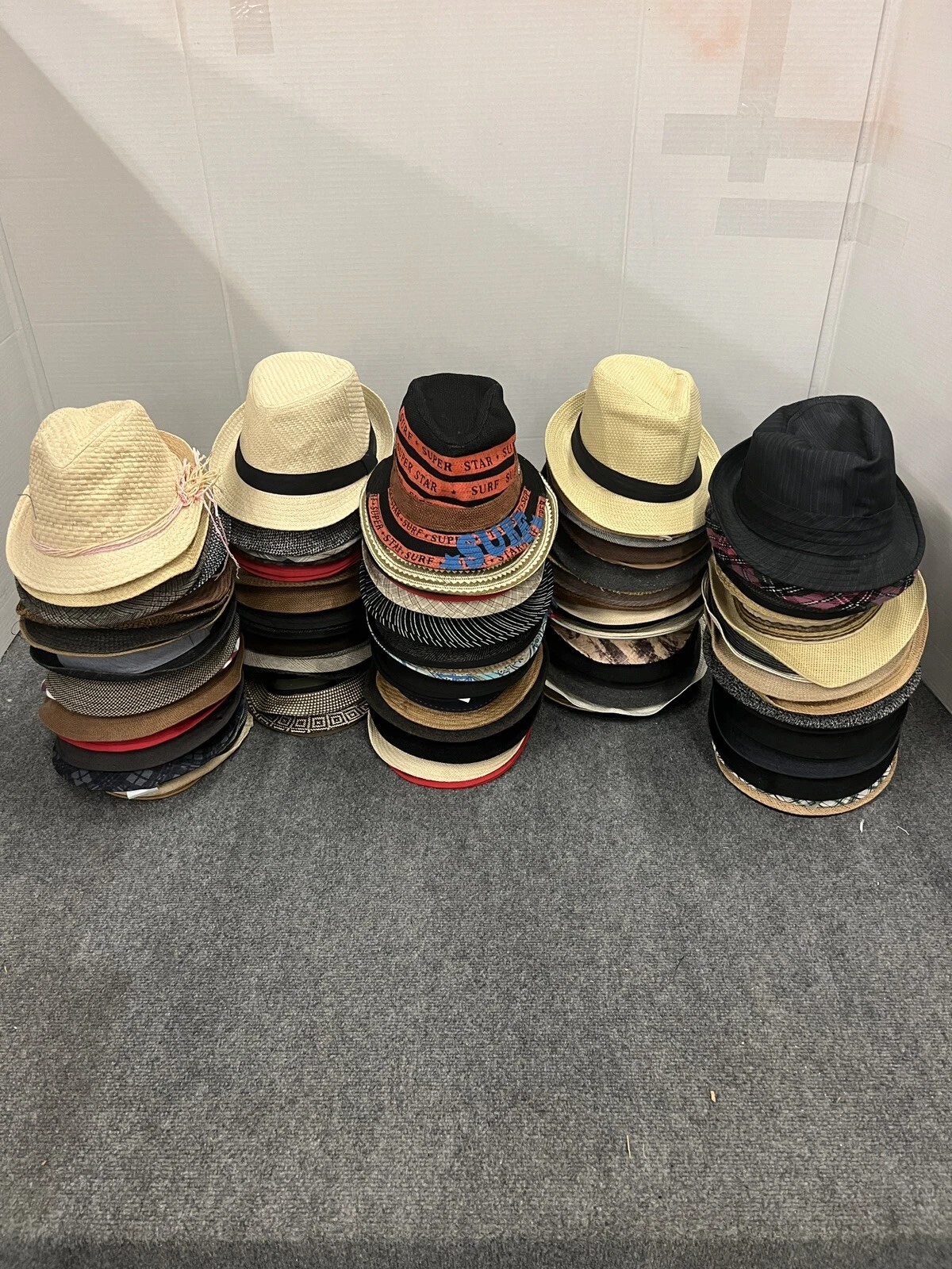 Hat Lot Of 50 Summer Straw Panama Fedora Beach Sun Cap Bundle Wholesale Resell