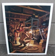 KEITH WEESNER Signed Motorcycle Biker Chopper Art Print Poster Pin-Up Girls