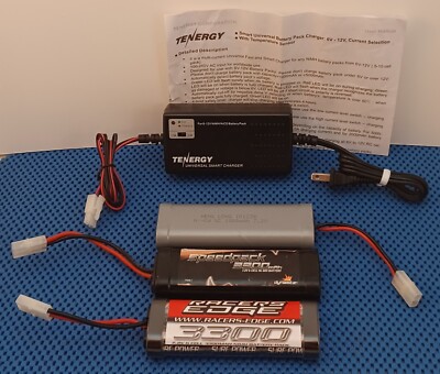 TENERGY # 01025 6-12V NiMH/NiCd Universal Battery Charger ~ w/3 ~ 7.2v Batteries