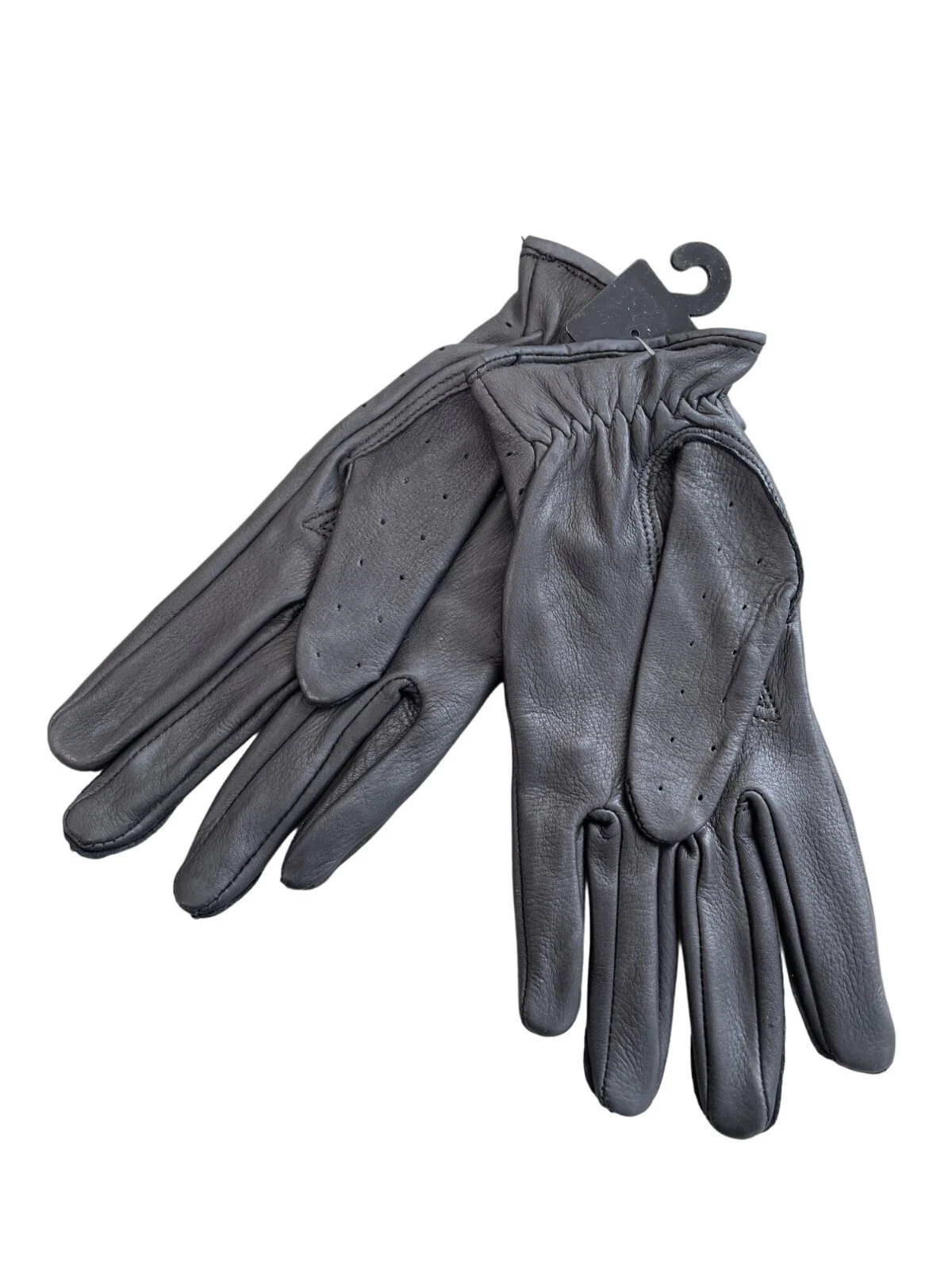 Hand Armour Deerskin Leather Unlined Gloves Venting Holes Velcro Large Black NEW