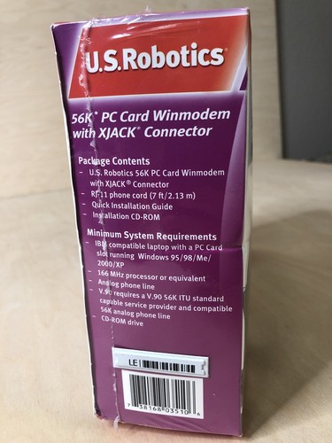 US Robotics USR3056 56K PC Card Winmodem w/ XJACK Connector Internet Access NEW! - Picture 3 of 4