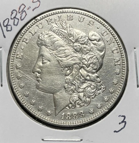 1888-S MORGAN SILVER DOLLAR,  AU DETAILS