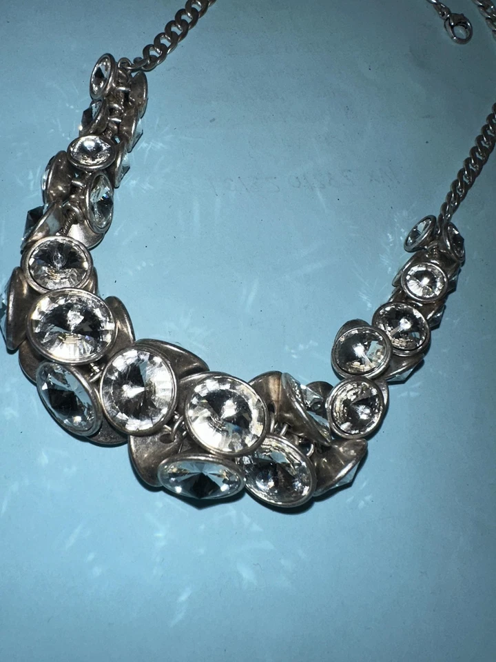 Fossil Crystal Statement Necklace Women Key Lock Heart Charm Chain 20 Inch Jewel - Image 4 of 4