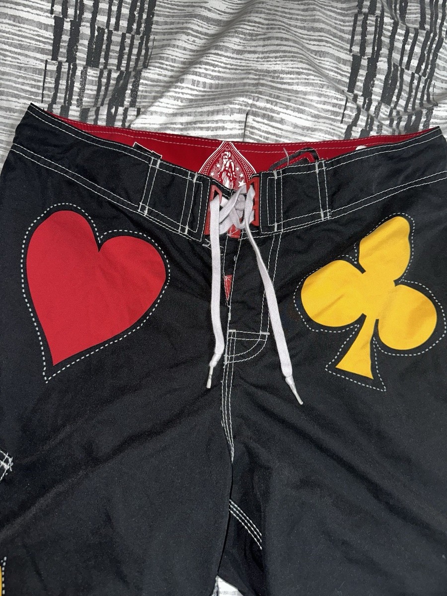 Billabong Board Shorts Mens 36 Waist Black Poker Card Y2K Swim Trunks Taj  Burrow