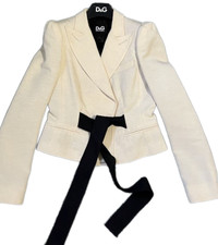 Dolce Gabbana Jacket Blazer Women White with Belt 38It