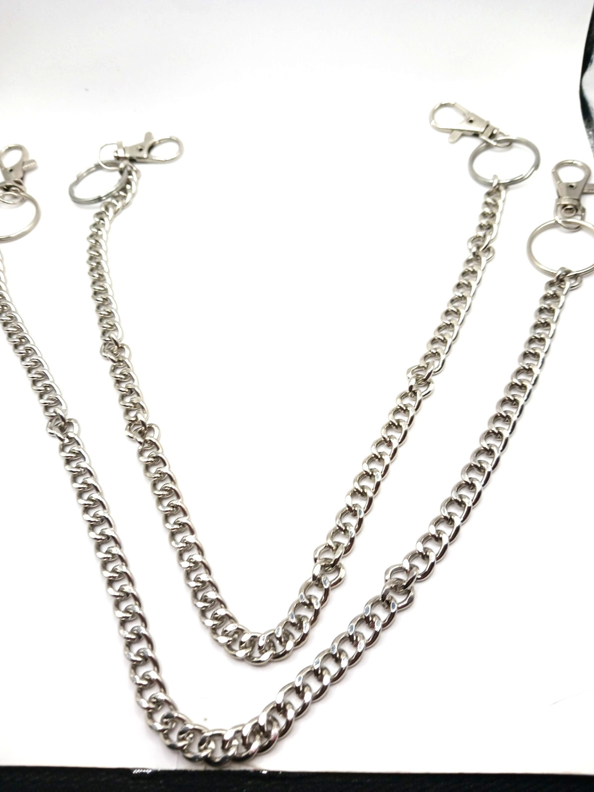 TWO  Single Layer  Pants Or Wallet  Chains Silver… - image 2