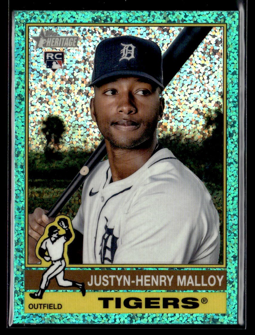 Justyn-Henry Malloy RC - 2025 Topps Heritage Chrome Aqua Sparkle Refractor #305
