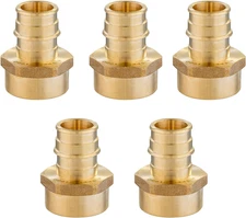 (Pack of 5)  Pex a Full Flow Expansion Brass Fitting 1/2"X 1/2" Female NP Adapte