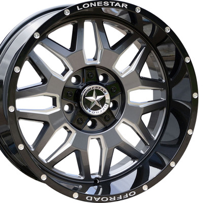 20'' Gunmetal Black Lonestar Renegade Wheels 20x10 5x150 -25 Toyota Tundra 07-21