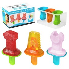 Dinneractive Play Pop Popsicle Molds - 3 PC Tool Set, Orange,Blue,Green