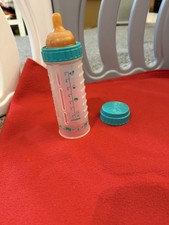 Vtg Playtex Drop Ins baby bottle 8 Oz flat Top Latex Nipple 1994 Animals teal