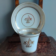 Antique Chamberlains Worcester 1797-1800 Porcelain Coffee Cup Saucer Gold 120