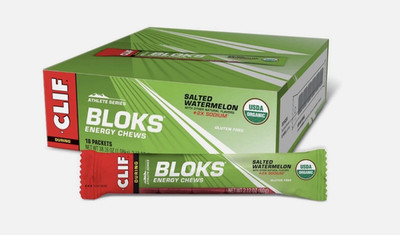 CLIF BLOKS - Salted Watermelon Flavor with 2X Sodium - Energy Chews (18 Count)