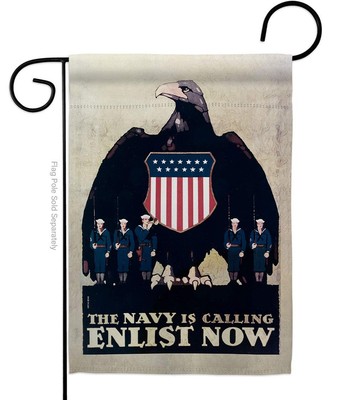 Calling Enlist Now Garden Flag Armed Forces Navy USN Seabee United State Amer...