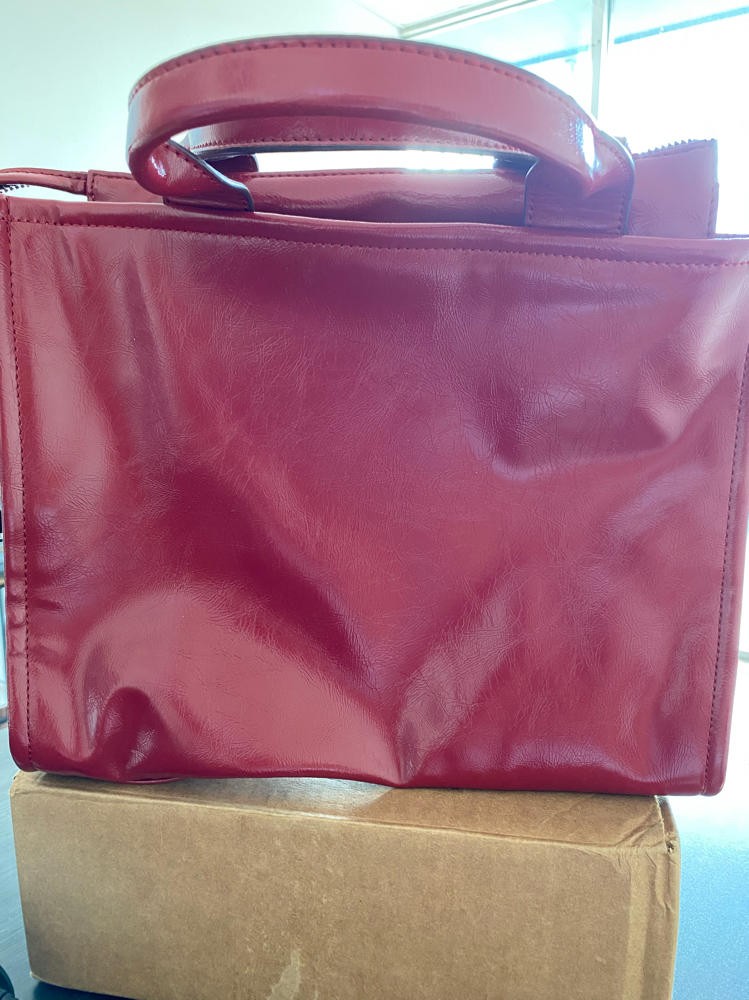 DKNY Womens Hadlee Medium Tote Crinkle Faux Leather Bag Scarlet Size OS Defected image 3