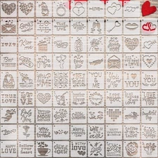 80 Pcs Valentine Heart Love Stencils for Painting 3 x 3 Inch Reusable Valenti...