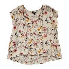 Buffalo David Bitton White Floral Cap Sleeve Relaxed Large EUC