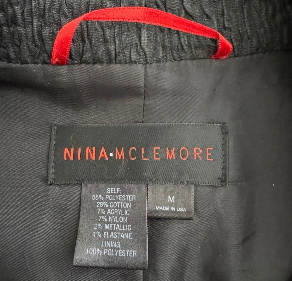 CHAQUETA ABRIGO COCHE NINA MCLEMORE NEGRA TEXTURIZADA LARGO BOTÓN DELANTERO TALLA M $795 Foto 3 de 3