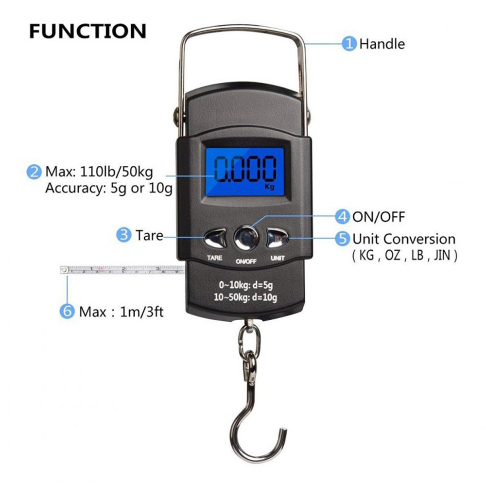 Pocket Scale Backlit LCD Screen Weighing Scale Electronic Balance Digital Fish