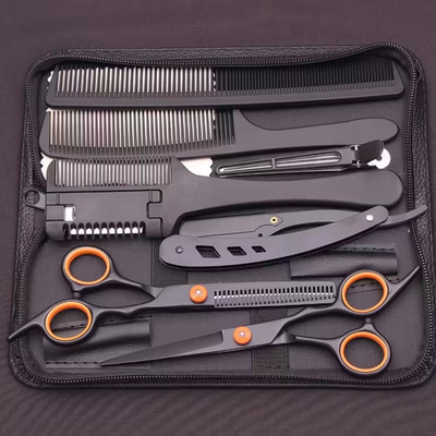 Professional 6'' Japanese Steel Hair Scissors Set - 3pcs Texturizing Kit 
