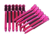 12 Pcs Dividing Hair Styling Premium Rustproof Metal Alligator Curl Hot Pink