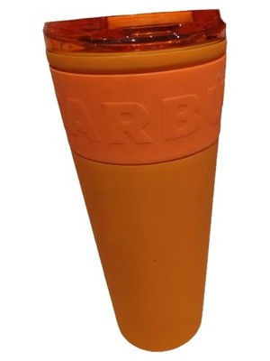 Starbucks Thermobecher Metall Orange Logo 20cm 473ml 16oz
