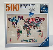 New Sealed Ravensburger WORLD IN WORDS Map Jigsaw Puzzle, 500 Pieces, 82215