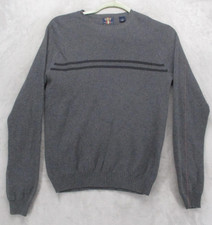 Arrow Sweater Mens Small Gray Stripe Crewneck 100 Cotton Knit Pullover