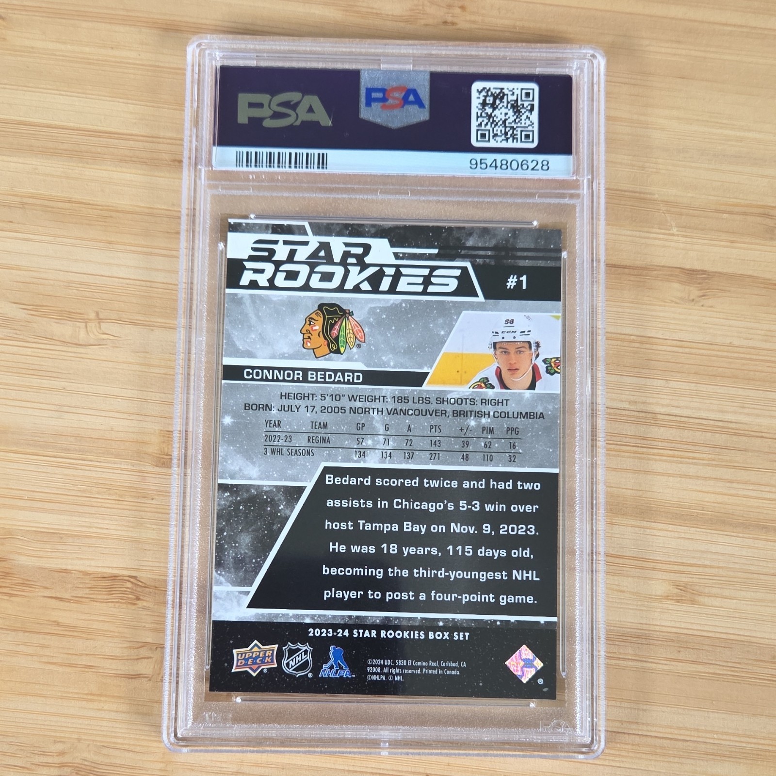 Upper Deck 2023-24 Star Rookies Box Set Connor Bedard RC #1 PSA 10 95480628 view 3