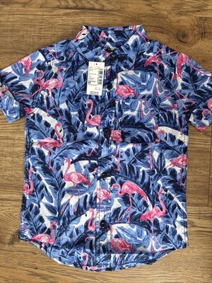 NEW NWT Childrens Place boys Size 4T Very Nice Flamingo Button Down Shirt