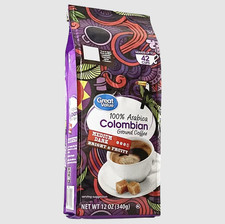 Great Value 100% Arabica Colombian Medium-Dark Roast Ground Coffee, 12 oz, Bag 8.87 per pound
